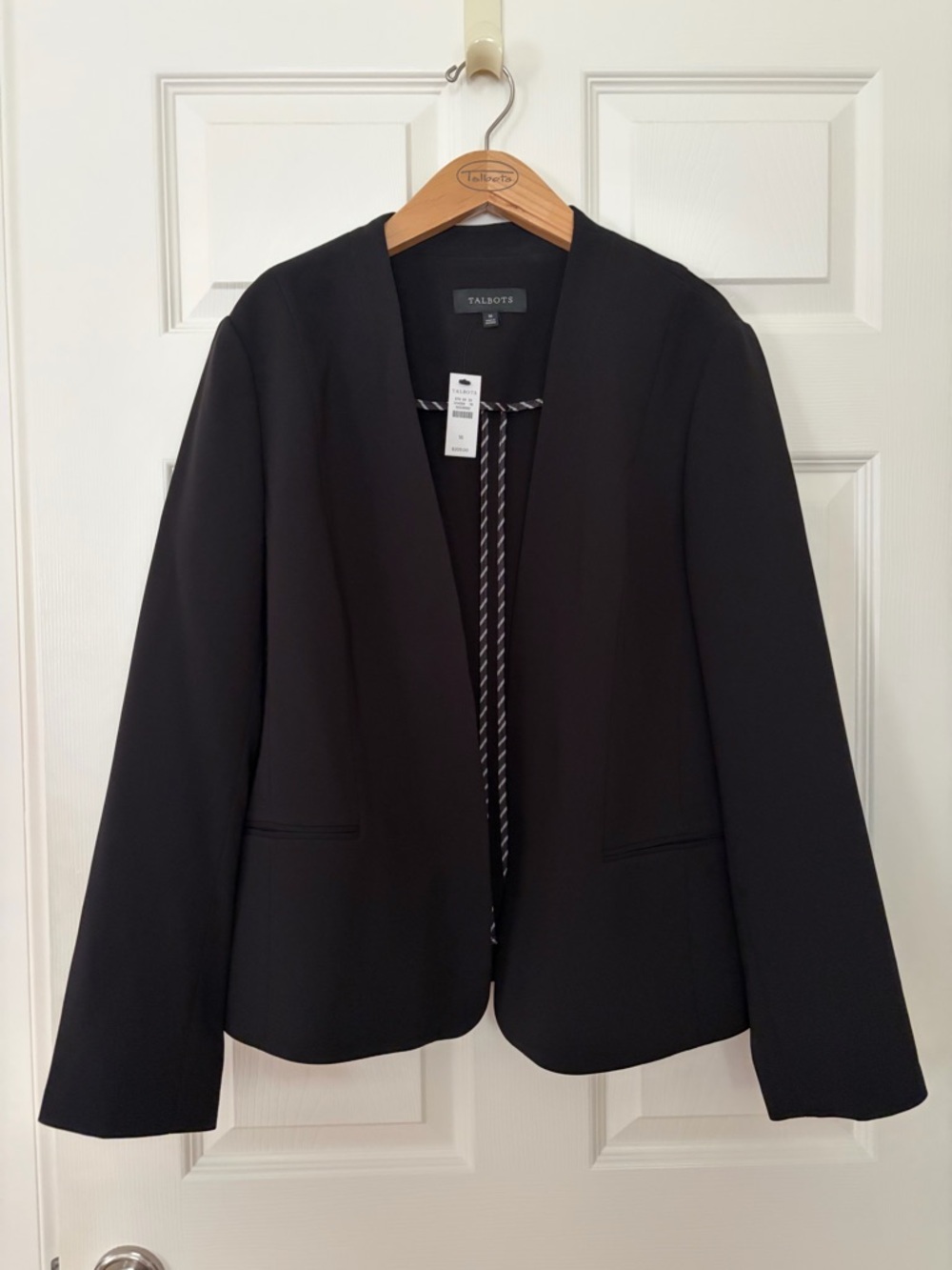 Talbots Black Open-Front Collarless Blazer